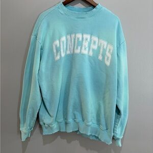 Concepts Multitone Blue RawHem Crewneck Sweatshirt Size L Made in USA 100%cotton